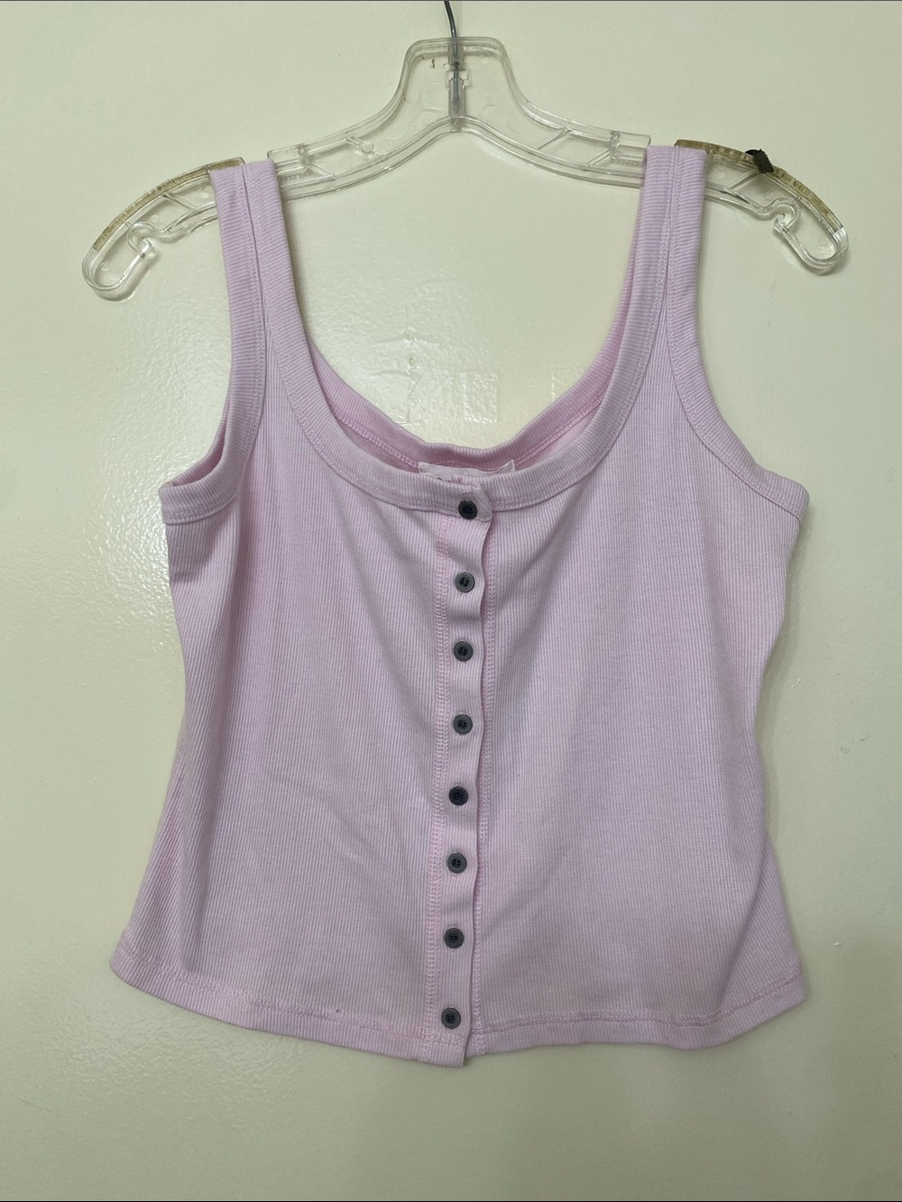 Pink Rose Soft Pink Ribbed Button-Front Tank Top
